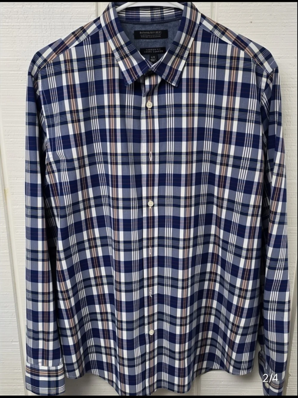 Banana Republic Mens Large Lot of 2 Casual Button Down Shirts Plaid Microdot L